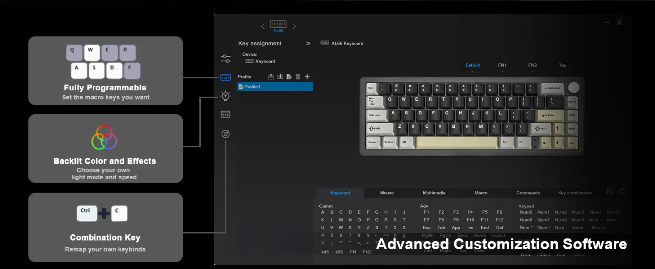 Yunzii AL66 Knob CNC Aluminium Wireless Mechanical Keyboard