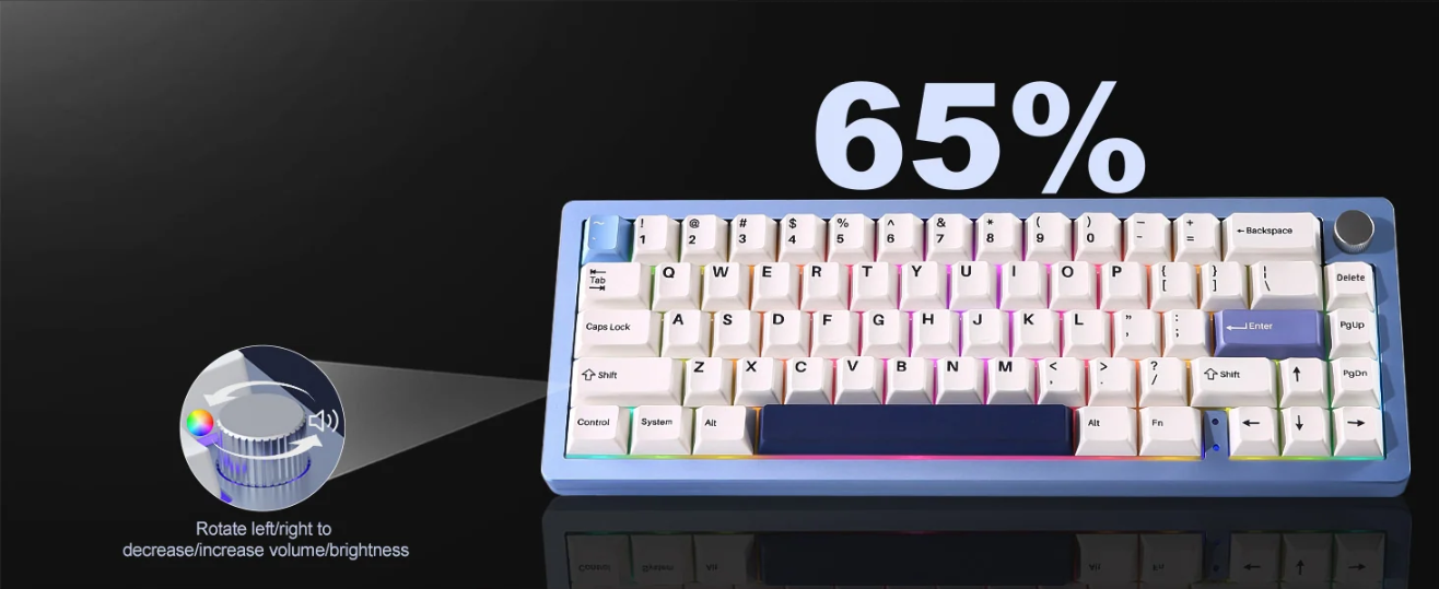 Yunzii AL66 Knob CNC Aluminium Wireless Mechanical Keyboard